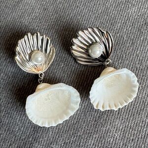 Silver and White Shell Earrings